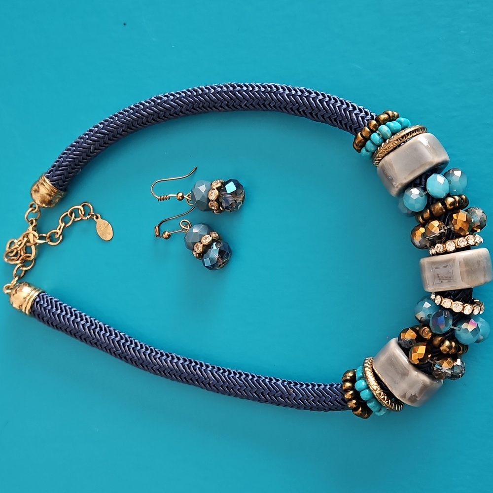 JS Woven Necklace & Earrings.